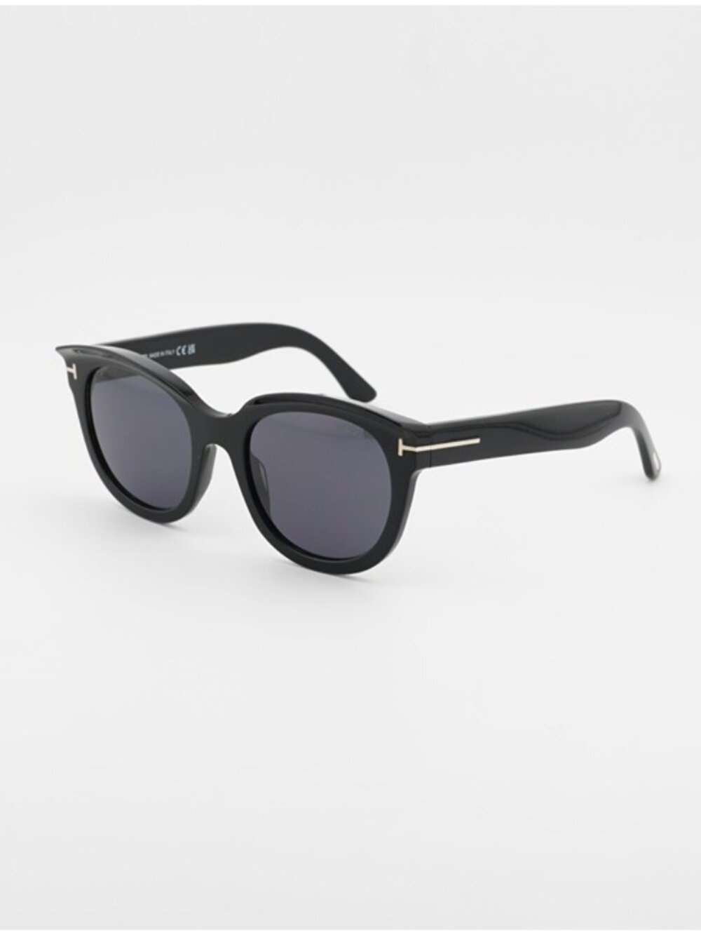 Tom Ford FT1114 01A Sunglasses Shiny Black Round Frame, Smoke Lenses